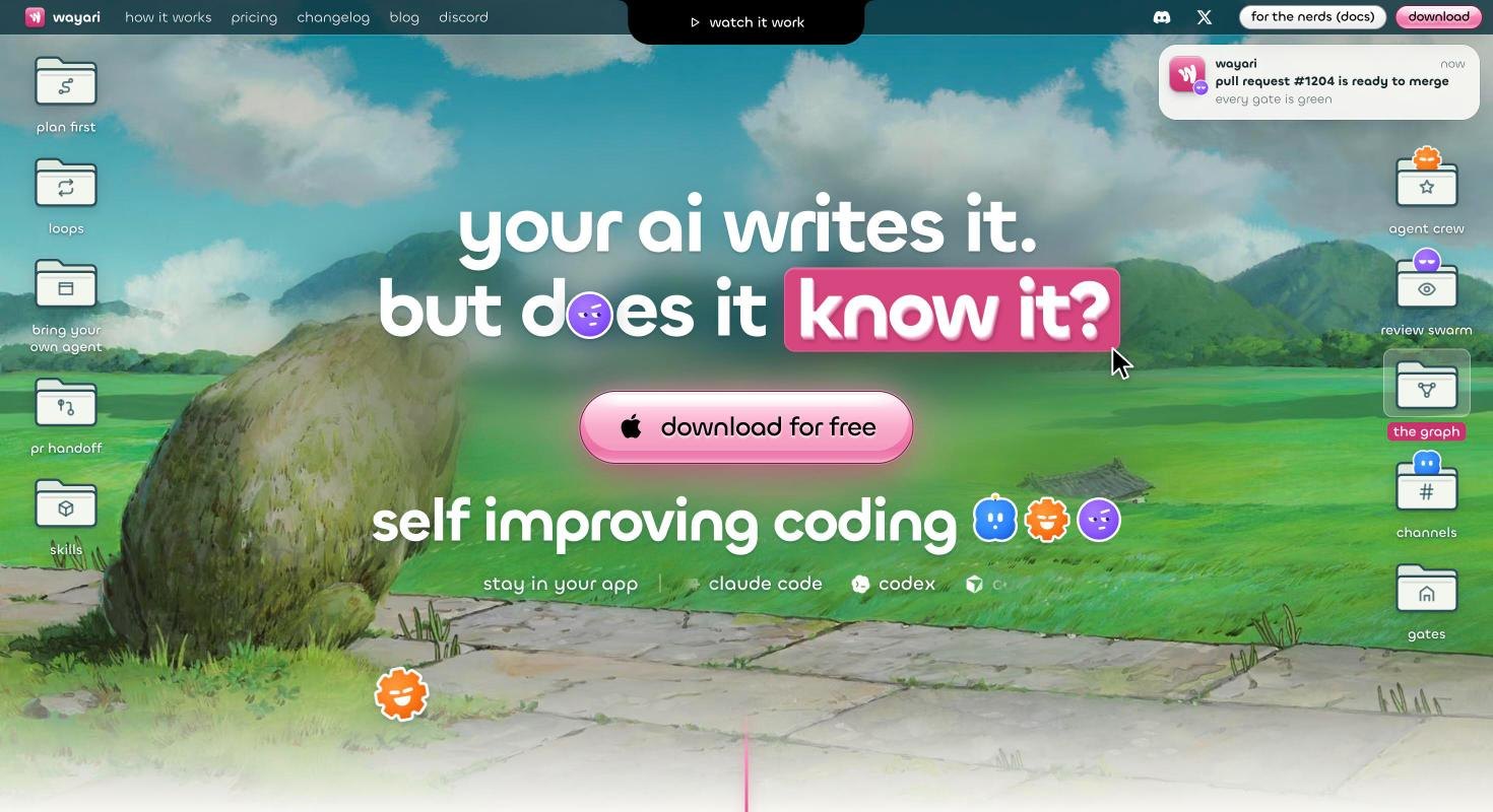 The wayari.com landing page